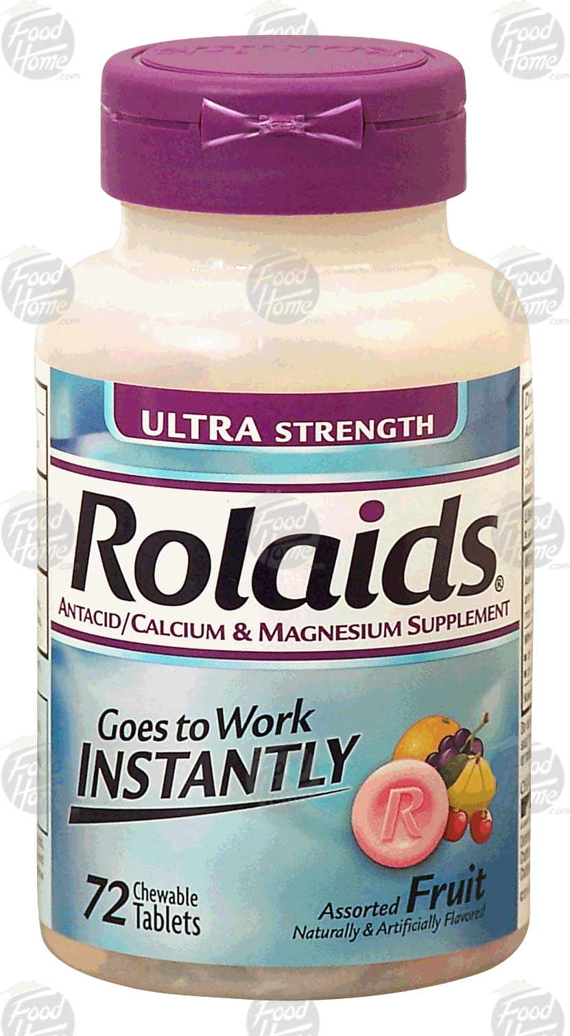 Rolaids  ultra strength antacid/ calcium & magnesium supplement, assorted fruit flavored, 72 chewable tablets Full-Size Picture